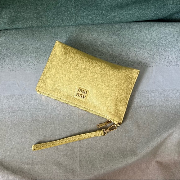 Miu Miu Yellow Nappa Leather Wristlet Small - Picture 3 of 16